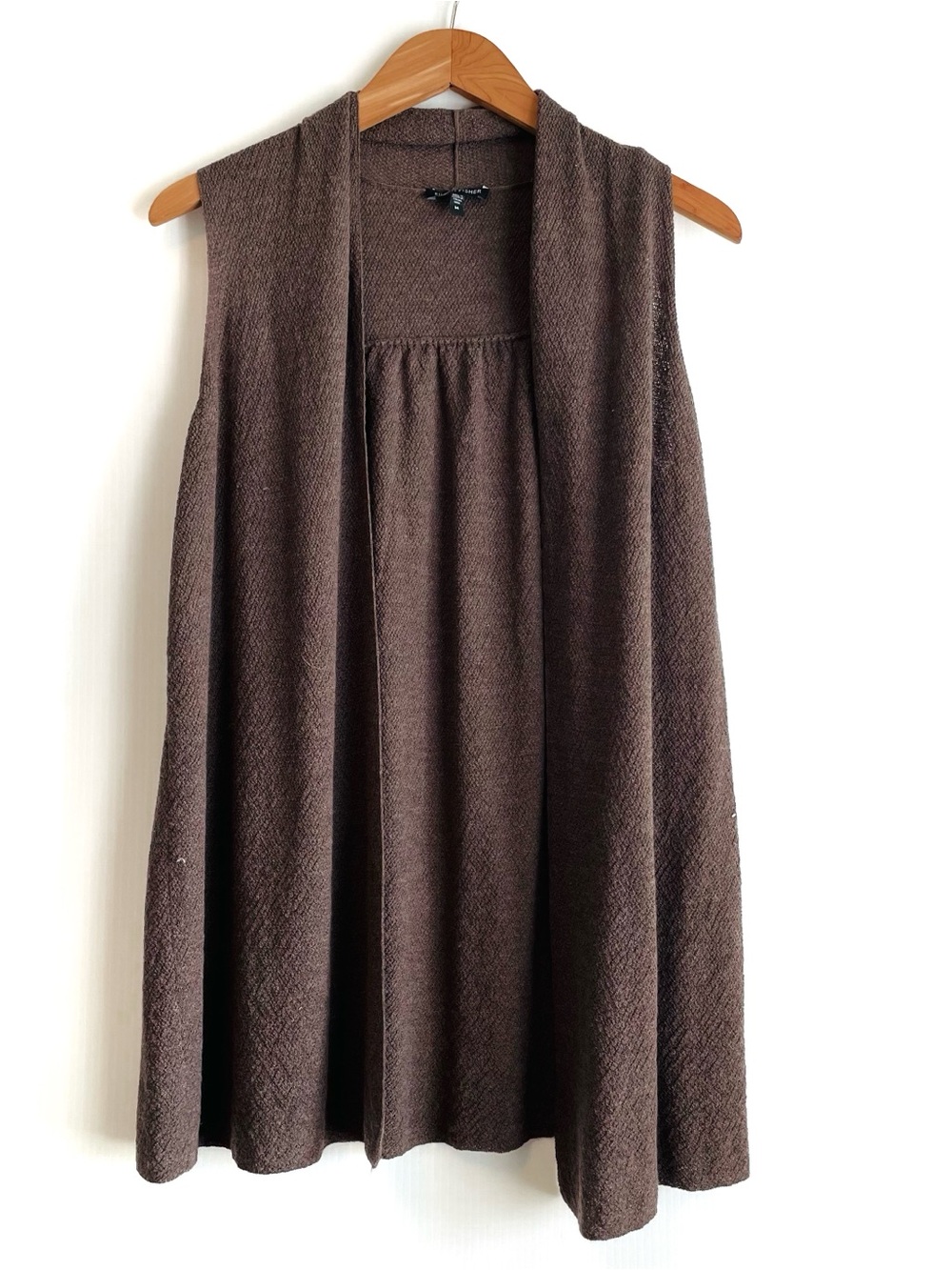 Eileen Fisher Brown Sleeveless Knit Swing Vest sweater vest 100% wool